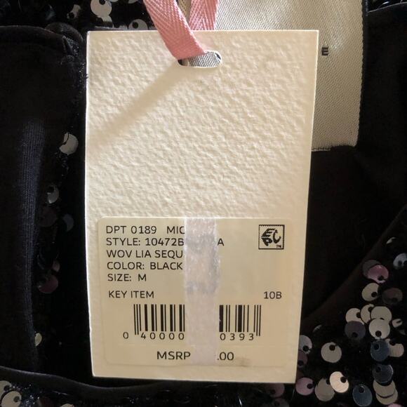 Alex Marie NWT Lia Sequined Crew Neck Short Sleeve StretchVelvet Black Blouse MD - Picture 12 of 16